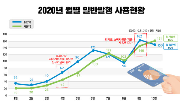 2020년 월별 일반발행 사용현황