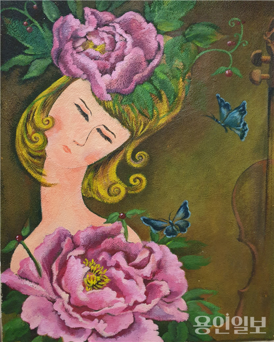 꽃과 여인 41⨯31.8cm Mixed Media