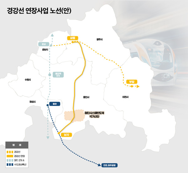 경강선 연장사업 노선(안)