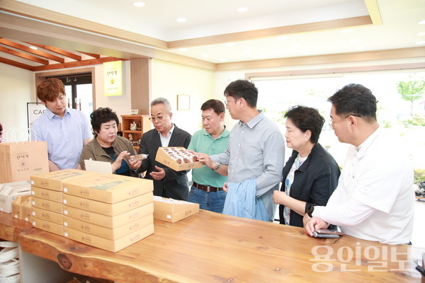 경주동궁원을 둘러보고 있는 용인시의회 연구단체  ｢I LOVE 용인｣ (왼쪽부터) 이진규, 장정순, 김병민, 남홍숙, 황재욱 의원. /사진=용인특례시의회