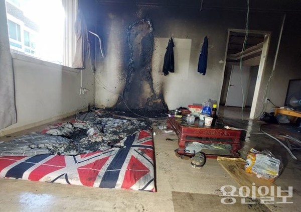 전기장판 화재 현장. /사진=용인소방서