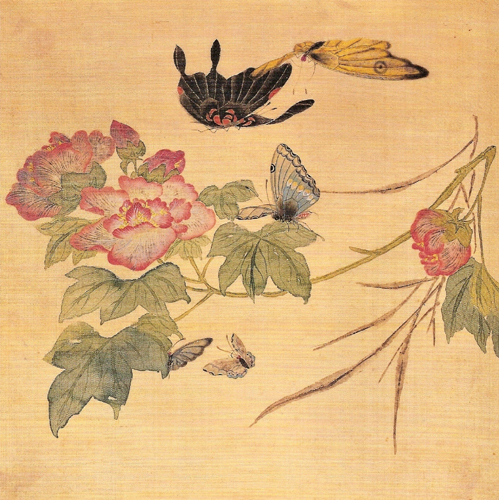 남계우의 〈화접도〉 비단에 채색, 27X27cm  호암미술관