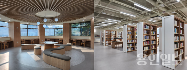 구성도서관 내 (좌)라운지 / (우)서가